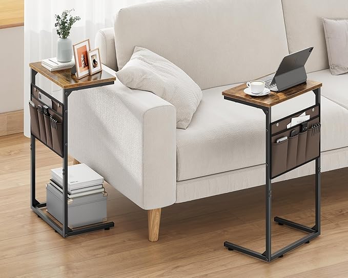 Vagusicc C Shaped End Table Set of 2, Tall Side Table - Image 2