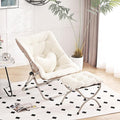 Saucer Chair with Ottoman, Comfy Oversized Folding Chair, Faux-Fur Reading Chair by HomeEastllyHome
