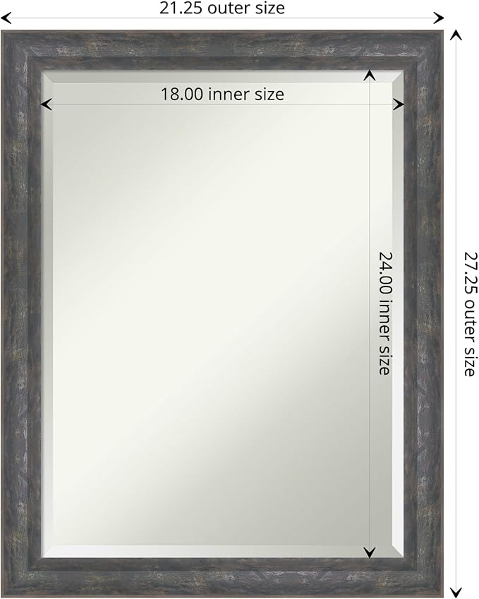 Amanti Art Grey Wall Mirror 27x21 Angled Metallic Rainbow Rectangle Bathroom - Image 4