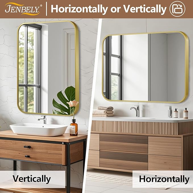 24x32 Inch Gold Mirror, Framed Rectangle Mirror - Image 6