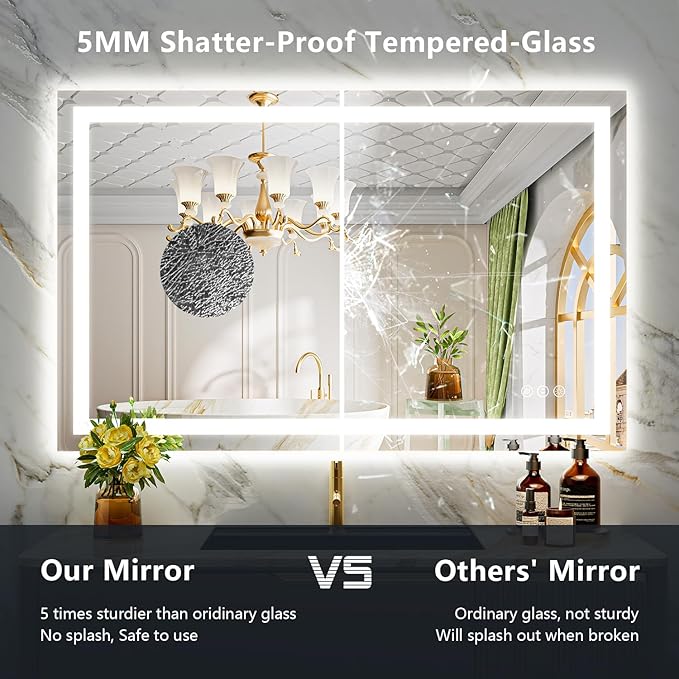 48x30 Inch LED Bathroom Mirror - Image 6