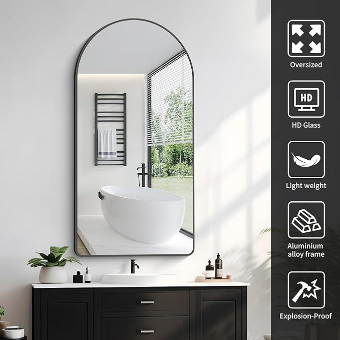 FORBATH Arched Mirror 24x48 Inch, Hanging or Leaning Against Wall - Image 7