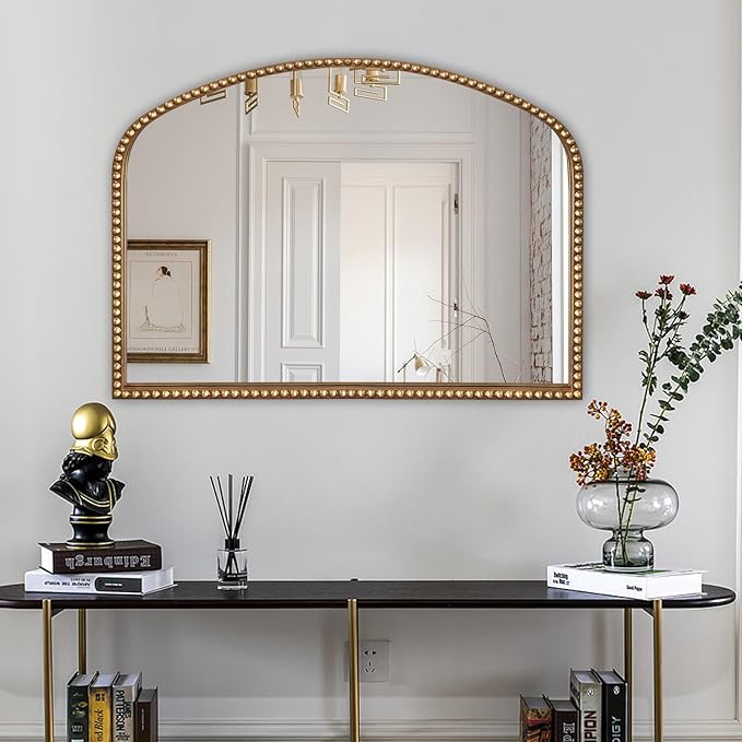 Vanity Mirror for Bedroom, Beaded Frame Decorative Accent Mirrors for Washroom by BAODANFU