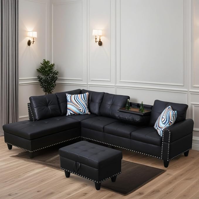 L Shaped Sectional Couches for Living Room, Modular 4 Seat Sofa - Image 4