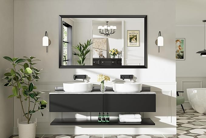 60x36 Inch Black Bathroom Mirror - Image 8