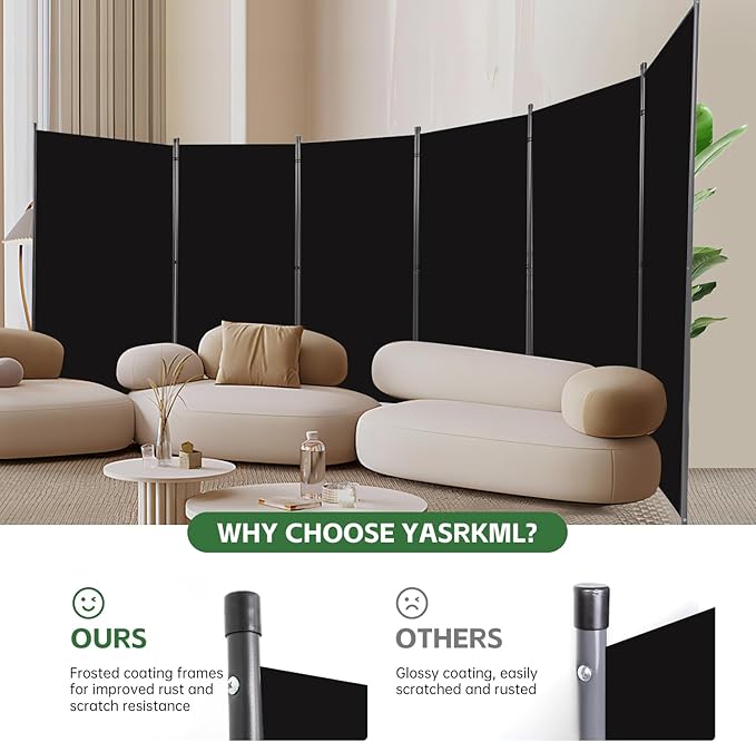 YASRKML Room Divider Folding Privacy Screens, Portable Room Divider Panel 6 - Image 2