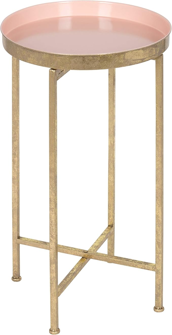 Kate and Laurel Celia Round Metal Foldable Tray Accent Table by KateandLaurel