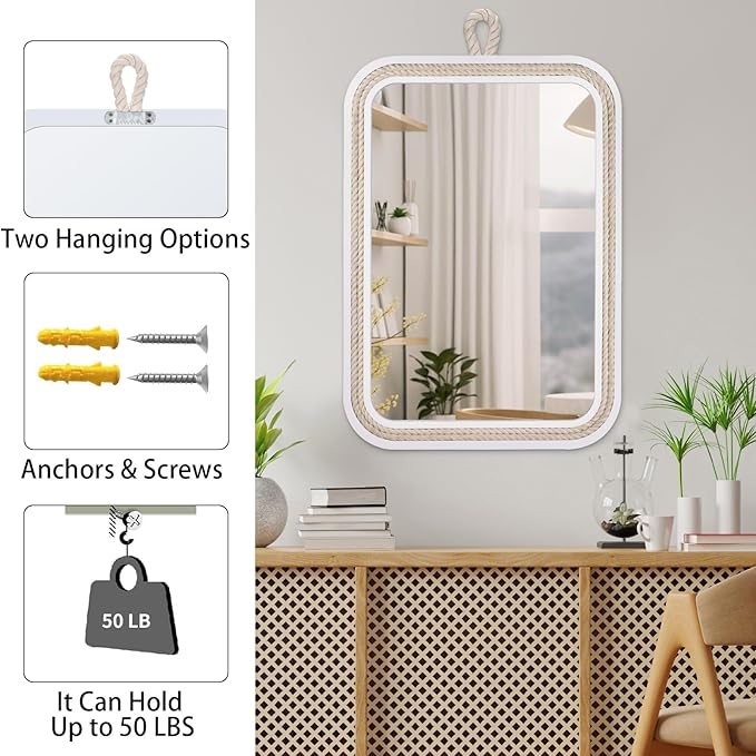 Nautical Rope Mirror Rectangular Hanging Mirrors - Image 5