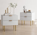 White Nightstand for Bedroom, Fluted Night Stand Set of 2, Mid Century Modern by Algherohein