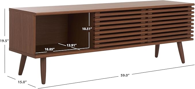 SAFAVIEH Averi TV Stand for up to 65" Flatscreen – Dark Walnut, 2 Sliding Doors - Image 2