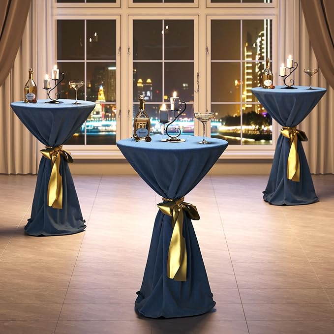 Bar Table, Round High Top Pub Table, 36.2'' Tall Cocktail Table, Metal Frame - Image 6