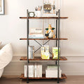 4 Tiers Bookshelf Rustic Brown Wooden Storage Shelf, Industrial Shelf Book by EternalHome