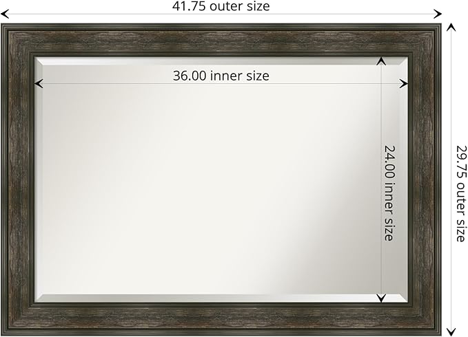 Amanti Art Brown Wall Mirror 30x42 Rail Rustic Char Rectangle Bathroom Mirror - Image 4