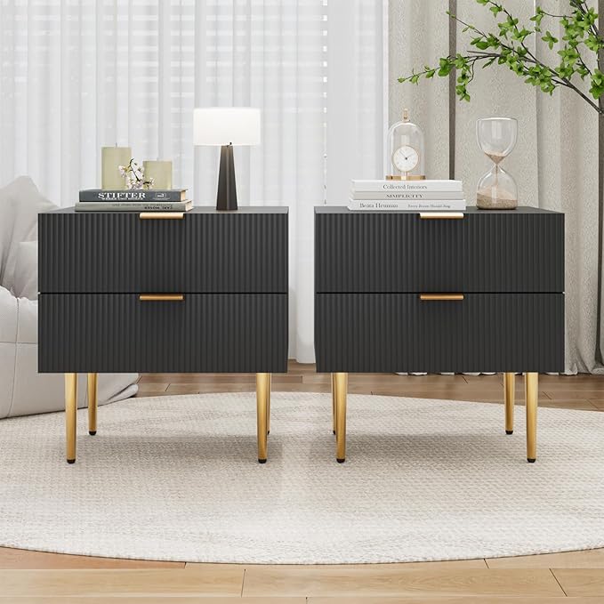 Set of 2 Nightstand, Bedside Table by SmartFENDEE