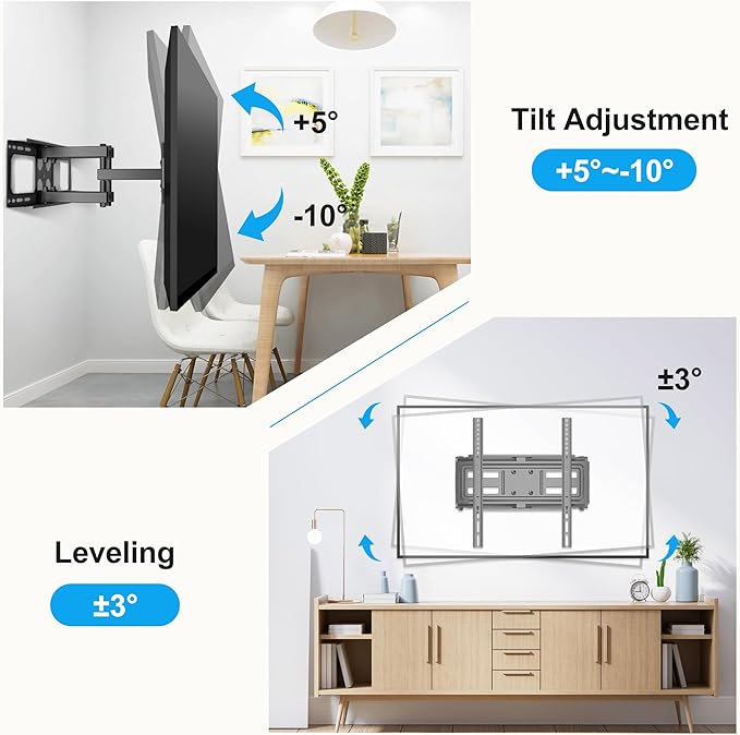 Full Motion TV Wall Mount for Most 26"-70" Flat/Curved TV, Swivel Tilt Bracket - Image 3