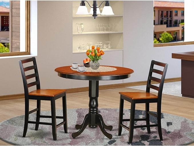East West Furniture TRFA3-BLK-W 3 Piece Counter Height Dining Set - Image 7