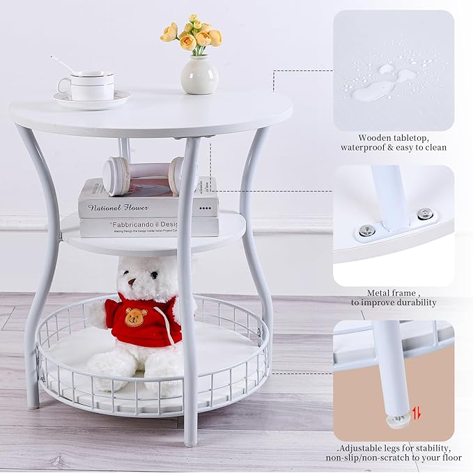 Round End Table, 3-Tier Side Table - Image 6