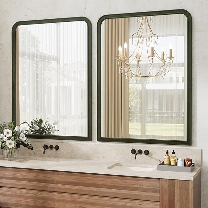 WallBeyond Black Wood Bathroom Mirrors - Image 2