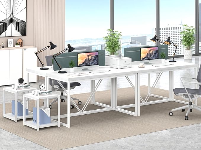 EXCEFUR White Computer Desk, Modern Home Office Desk, Small Wood Study Writing - Image 5