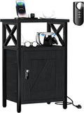 Wooden Nightstand with Charging Station, Bed Side Table with Drawers, Bedside by Home