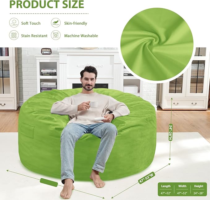5FT Bean Bag Chair, Large Bean Bag Chairs - Image 3