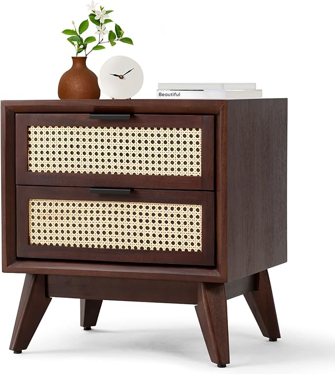 Bme Jasper Deluxe Solid Wood Rattan Nightstand Fully Assembled-Mid Century - Image 7