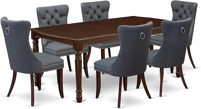 East West Furniture DODA7-MAH-13 7 Piece Kitchen Table Set Includes a Rectangle by EastWestFurniture