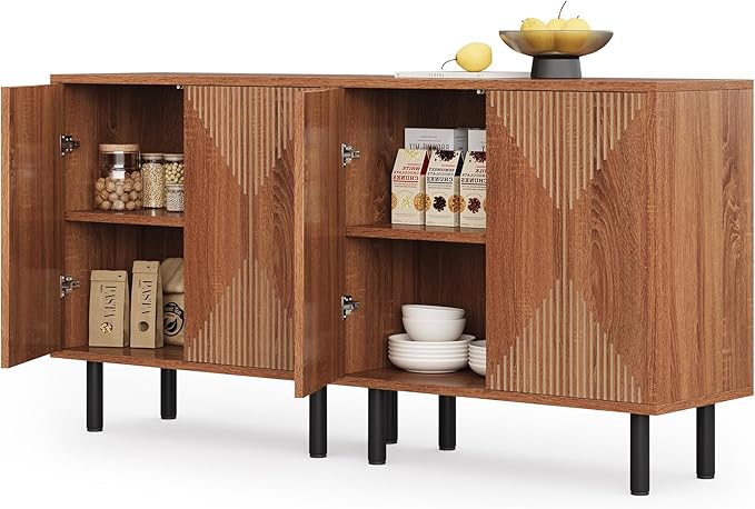 LITTLE TREE 59 Inches Long Sideboard Buffet Cabinet, Vintage Storage Cabinet - Image 8