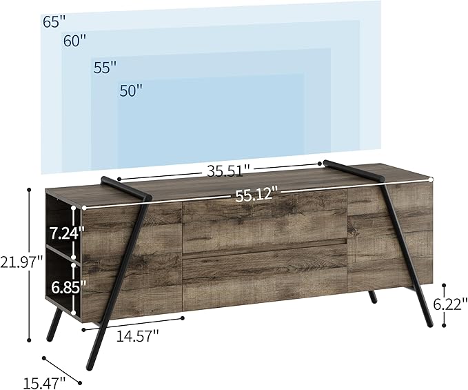 GarveeHome 55" Modern TV Stand, Entertainment Center - Image 2