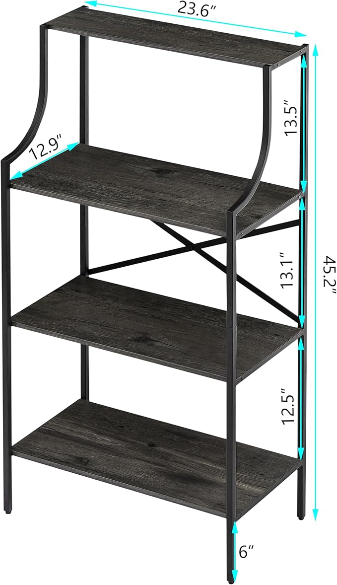 4 Tier Bookshelf, Entryway Standing Shelf Units - Image 2