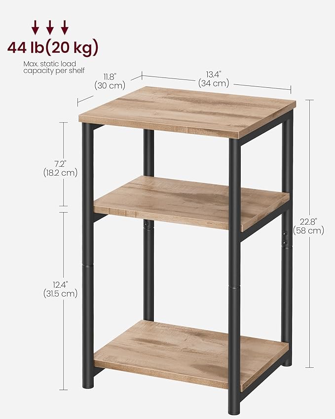 VASAGLE Side Table, Small End Table, Tall Nightstand - Image 3