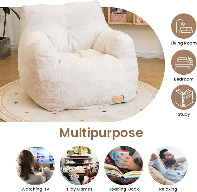 Bean Bag Chair with Filler, Bean Bag Sofa with Tufted Soft Stuffed Filling - Image 7