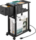 Side Table with Charging Station and Drawer, Narrow End Table with USB Ports by DGSANDGPuttheCustomerFirst