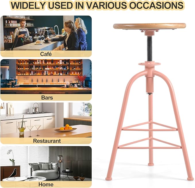 Set of 2 Modern Bar Stools-24.4-28.3 Counter Height Adjustable Patio - Image 4