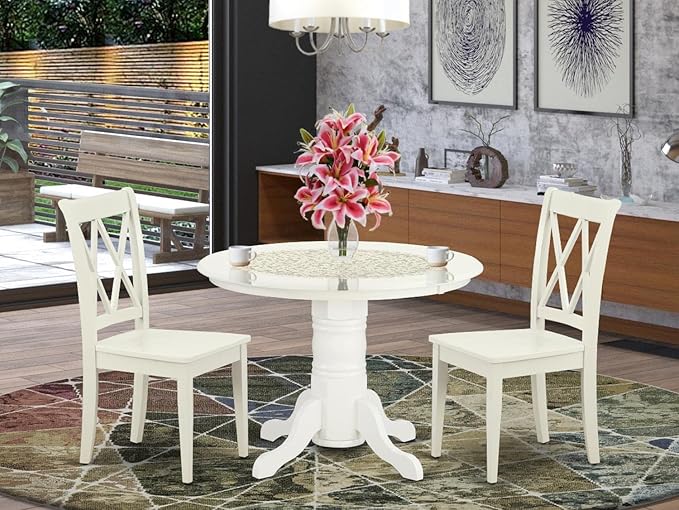 East West Furniture SHCL3-LWH-W 3 Piece Dining Table Set - Image 6