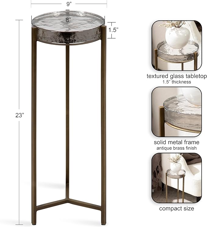 Kate and Laurel Aguilar Modern Drink Table; 9 x 9 x 23; Brass - Image 3