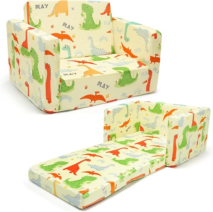 Dinosaur Kids Sofa Bed, Diary Kids Couch- Convertible 2-in-1 Lounger by lihtsofty