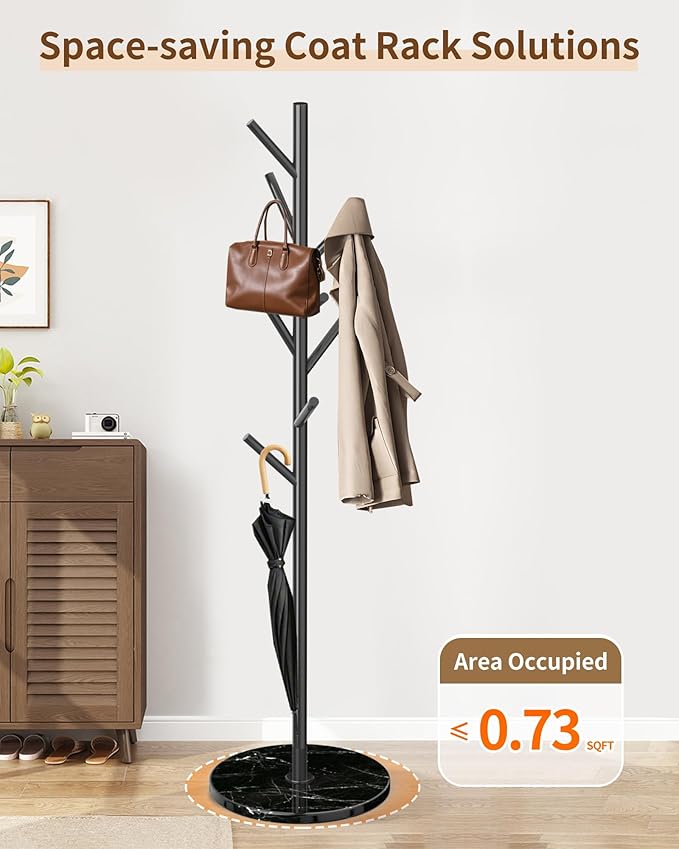 EZIVIEZ Modern Coat Rack Stand, Metal Freestanding Coat Rack - Image 4