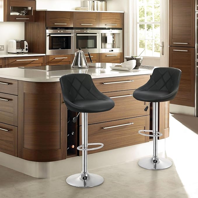 FDW Bar Stools Set of 2 Bar Stools Swivel Stool Height Adjustable Bar Chairs - Image 2