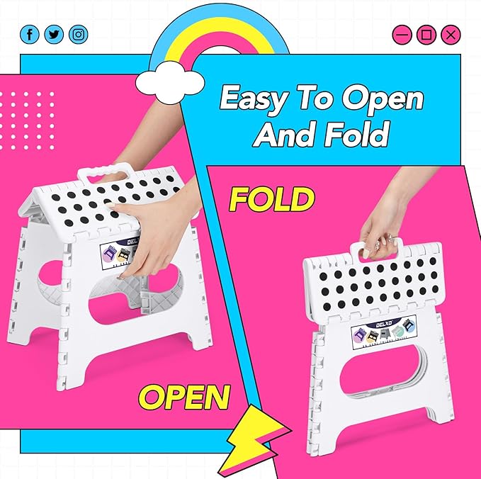 Delxo Folding Step Stool, 11 Inch Non-Slip Foldable Step Stools, Portable - Image 4