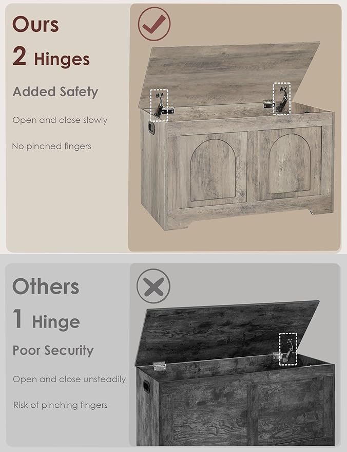 DINZI LVJ Storage Chest, 31.5”Wooden Toy Box - Image 5