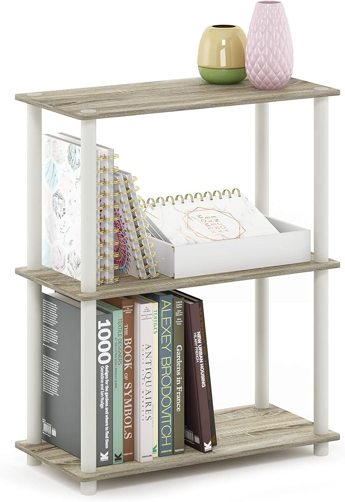 Furinno Turn-N-Tube 3-Tier Compact Multipurpose Shelf Display Rack, Sonoma by Furinno-FitsYourSpaceFitsYourBudget