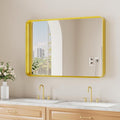 Koonmi Gold Wall Mirror for Bathroom, 24x36 Inch Matte Deep Framed Rounded by KOONMI