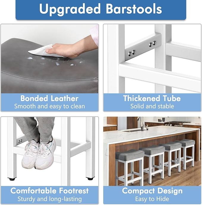 Counter Height Bar Stools Set of 3, 24 Inch Barstools - Image 4