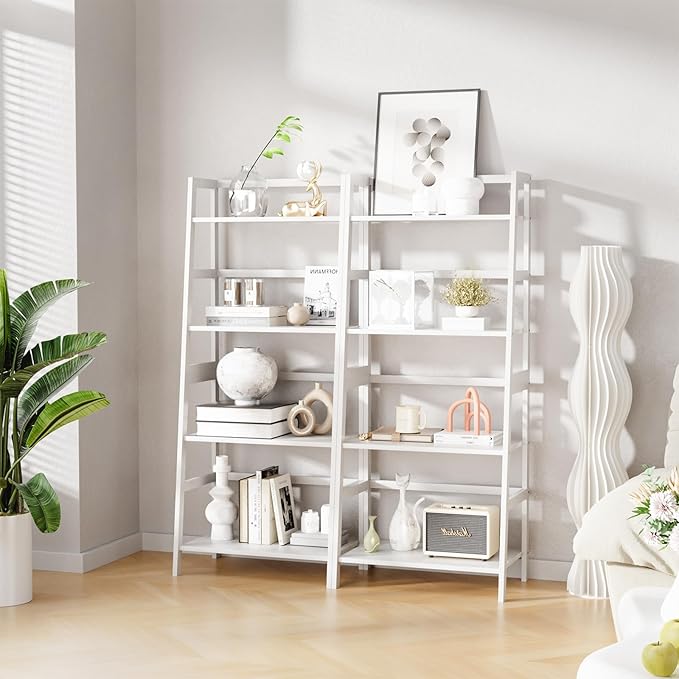 HITNET Ladder Shelf, 4 Tier Bookshelf, Floor Standing Bathroom Storage Rack - Image 2