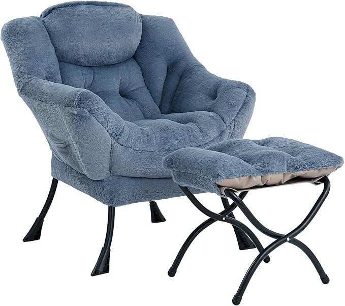 Cozy Lazy Chair and Ottoman, Large Contemporary Accent Lounge Chair Set by Givjoy