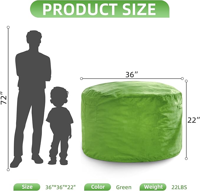 Hobestluk 3FT Bean Bag Chair Giant Bean Bag Chairs - Image 2