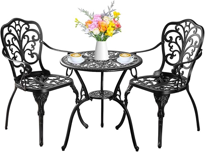 Bistro Set 3 Piece Outdoor, Bistro Table and Chairs Set of 2, All Weather Patio - Image 8