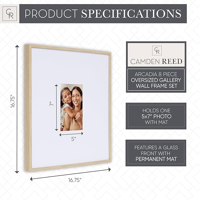 Camden Reed Arcadia 8 Piece Oversized Gallery Wall Frame, 16x20 and 16x16 Inch - Image 4