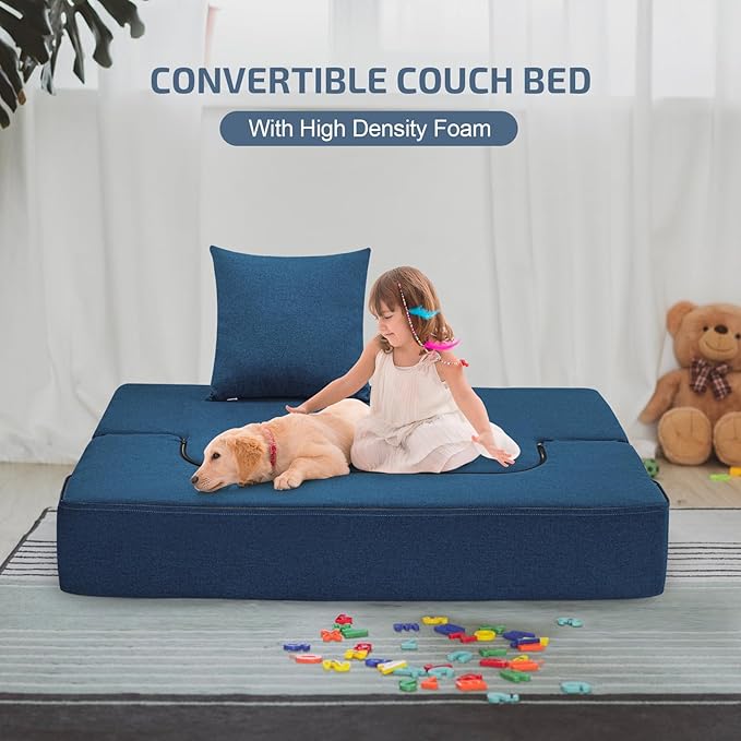2-in-1 Folding Sofa Bed with Pillow - Image 3